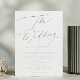 究極のシンプル ライトグレー ホワイト ウェディング 招待状