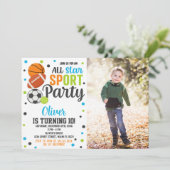 究極のスポーツパーティー誕生日招待状 招待状 (スタンド正面)