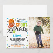 究極のスポーツパーティー誕生日招待状 招待状 (正面/裏面)