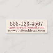 究極のネットワーク交換ピンクベージュ色タイポグラフィ スキニー名刺 (裏面)