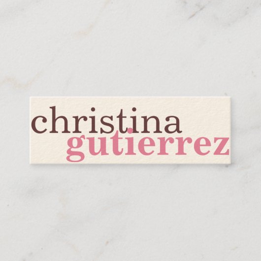 究極のネットワーク交換ピンクベージュ色タイポグラフィ スキニー名刺 (正面)