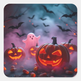 究極のハロウィンステッカー 悪霊とカボチャ スクエアシール