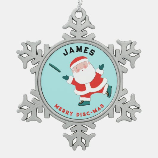 究極のフリスビーホリデーギフト スノーフレークピューターオーナメント (正面)
