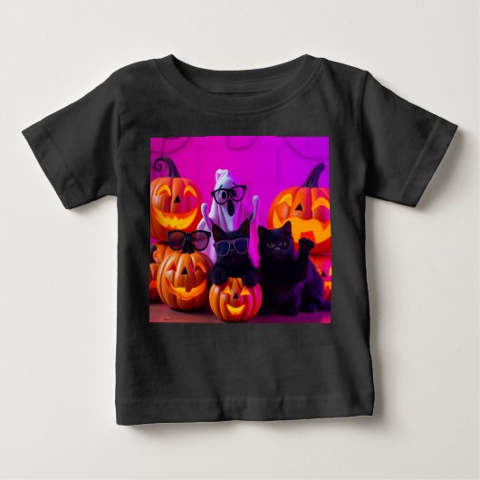 究極のベビーハロウィーンティーおもしろい – カボチャ幽霊 ベビーTシャツ (正面)