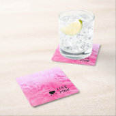 究極のホットピンクファジーフェイクファー スクエアペーパーコースター (インサイチュ)