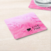 究極のホットピンクファジーフェイクファー スクエアペーパーコースター (アングル)