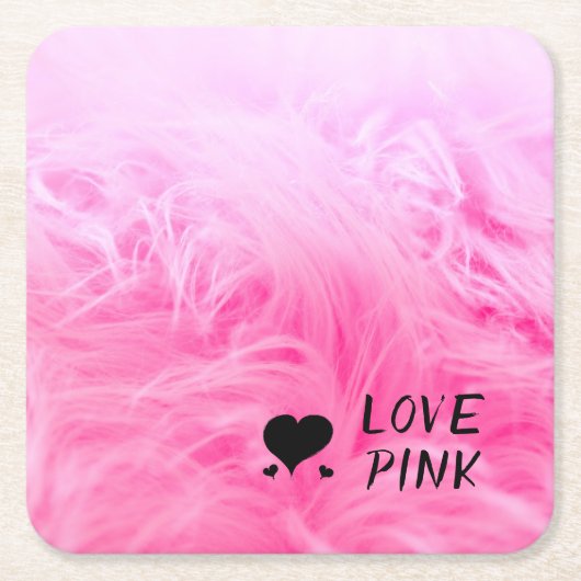 究極のホットピンクファジーフェイクファー スクエアペーパーコースター (正面)