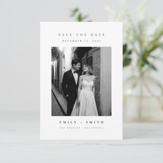 究極のミニマルウェディングフォト予算 セーブザデート (スタンド正面)