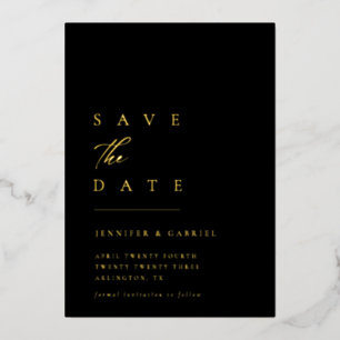 究極のミニマルゴールドタイポグラフィー Save the Date 箔招待状
