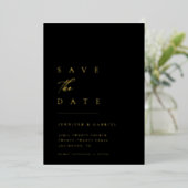 究極のミニマルゴールドタイポグラフィー Save the Date | 箔招待状 (立ち正面)