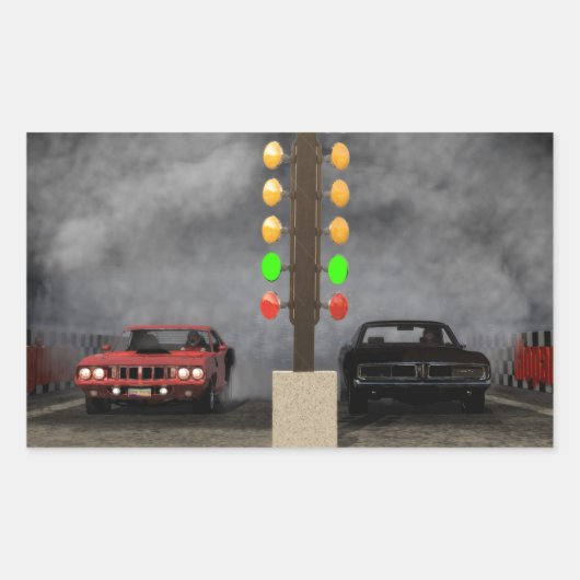 究極のモパーの対決 長方形シール (正面)