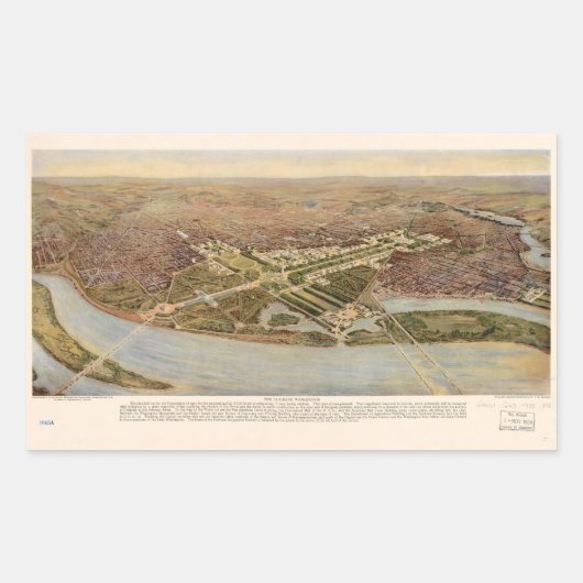 究極のワシントンDCの地図（1915年） 長方形シール (正面)
