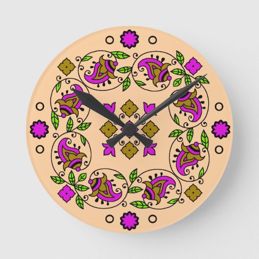 究極のヴィンテージパターン ラウンド壁時計 (正面)