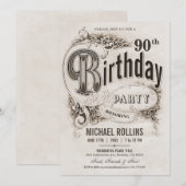 究極のヴィンテージ誕生日パーティー招待状 招待状 (正面/裏面)