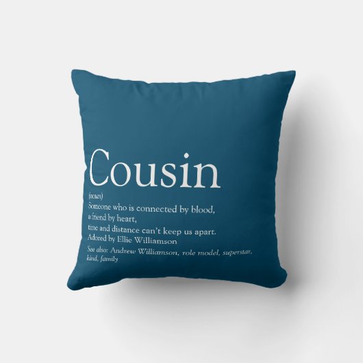 究極の従兄弟の定義 ブルーファン クッション (裏面)