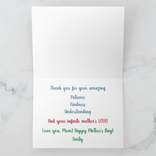 究極の母の愛を表現したモダンな水彩アート カード (内部)