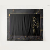 究極の結婚式 フォトブース用 ブラックマーブル 背景 タペストリー (正面(横))