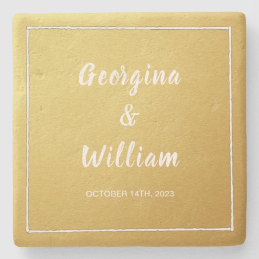 究極の結婚金ゴールドの新婦 ストーンコースター (正面)