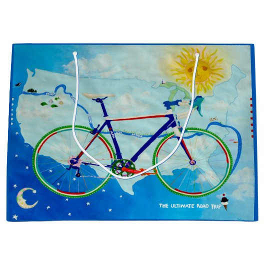 究極の自転車トリップ抱き枕 ラージペーパーバッグ (正面)