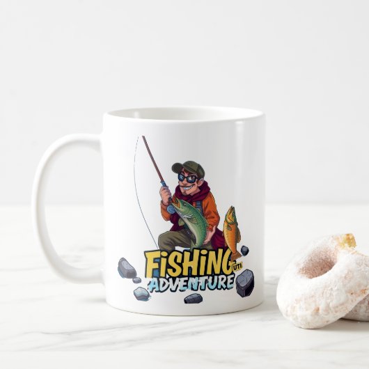 究極の魚釣り冒険:一日のキャッチ! コーヒーマグカップ (ドーナツ)