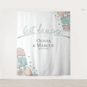 究極の1日 ウェディング シーシェル コーラル フォトブース 背景 タペストリー (正面)