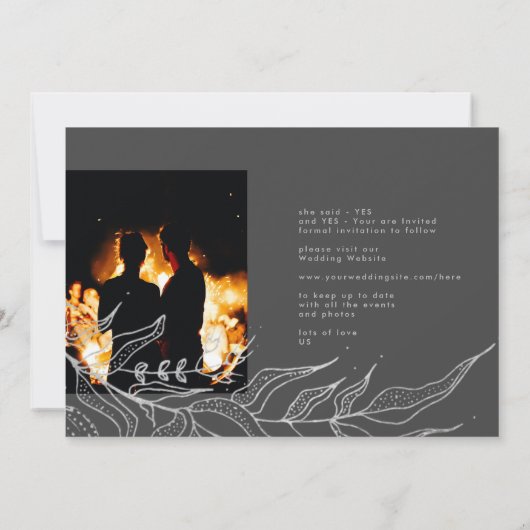 究極 |グレーモダン・フォーエバー数々のフォトフローラ セーブザデート (裏面)