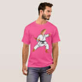 空おもしろい手サムライに挑むヒョウのコモン Tシャツ (正面フル)