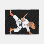 空おもしろい毛ドラゴン空手サムライ忍者L フリースブランケット (正面(横))