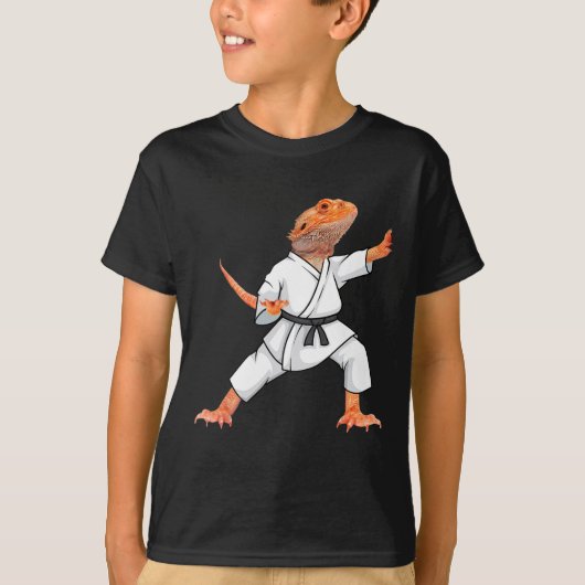 空おもしろい毛ドラゴン空手サムライ忍者L Tシャツ (正面)