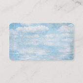 空および絵を描かれるオーシャンブルーの白の雲の水彩画 名刺 (裏面)