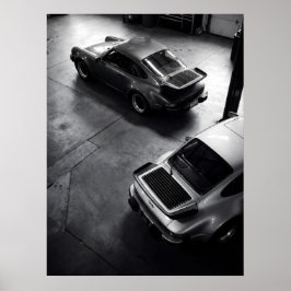 空からのクラシック ポルシェ 911 ターボの眺め ポスター