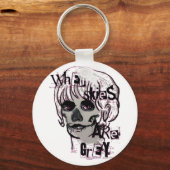 空が灰色の骨格磁石の場合 キーホルダー (正面)