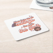 空が限界だ |女性の権利ピンクレトロ スクエアペーパーコースター (アングル)