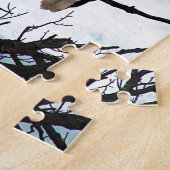 空が青く雲が広がる禿鷲 ジグソーパズル (側面)