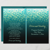 空きらめくの照明ティール（緑がかった色）、結婚式プログラム (正面/裏面)
