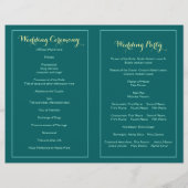 空きらめくの照明ティール（緑がかった色）、結婚式プログラム (裏面)