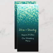 空きらめくティール(緑がかった色)のメ結婚ニュー メニュー (正面/裏面)