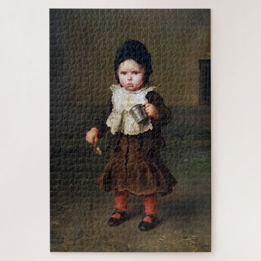 空きカップを持つ少女（ルートヴィヒ・クナウス） ジグソーパズル (縦)