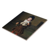 空きカップを持つ少女（ルートヴィヒ・クナウス） タイル (側面)