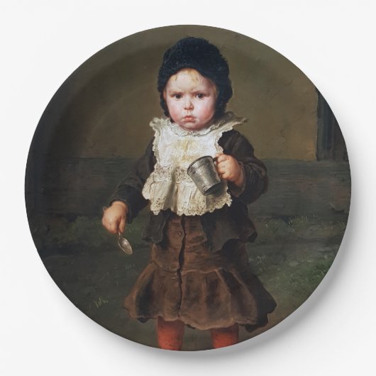 空きカップを持つ少女（ルートヴィヒ・クナウス） ペーパープレート (正面)
