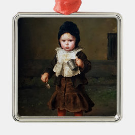 空きカップを持つ少女（ルートヴィヒ・クナウス） メタルオーナメント