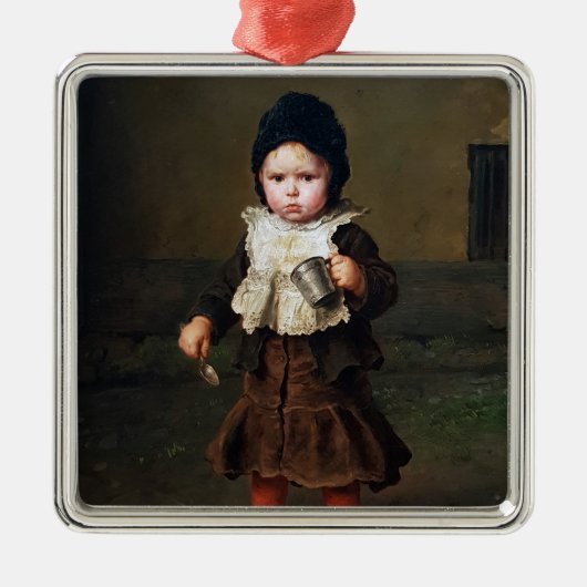 空きカップを持つ少女（ルートヴィヒ・クナウス） メタルオーナメント (正面)