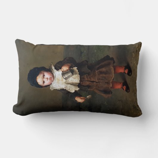 空きカップを持つ少女（ルートヴィヒ・クナウス） ランバークッション (正面)
