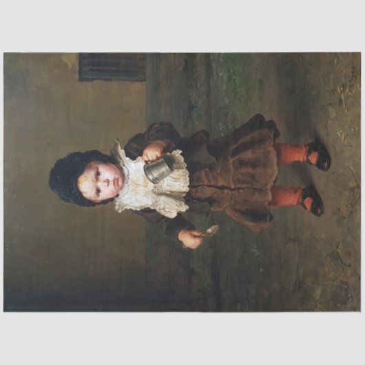 空きカップを持つ少女(ルートヴィヒ・クナウス) 薄葉紙 (正面)