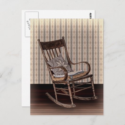 空き古いヴィンテージロッキングチェア ポストカード (正面/裏面)