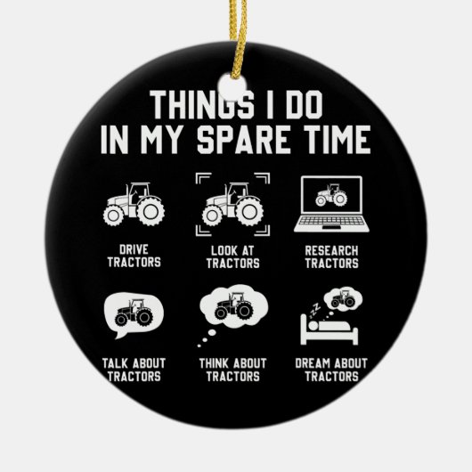 空き時間トラクターで行うこおもしろいと セラミックオーナメント (正面)