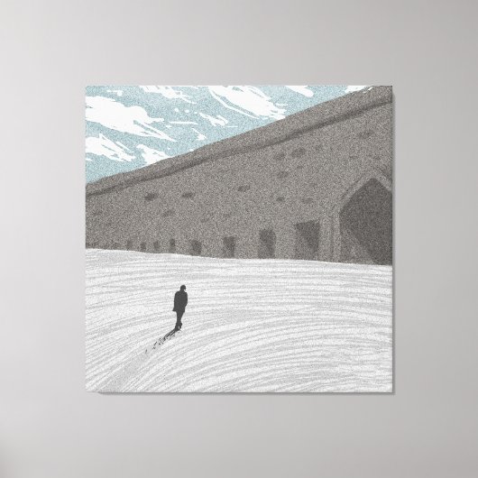 空き通りを抜ける男の旅 キャンバスプリント (正面)