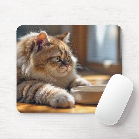 空き食べ物で待っている猫 マウスパッド (マウス)