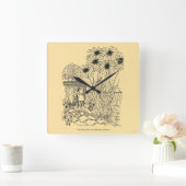 空き鳥フィーダ スクエア壁時計 (ホーム)