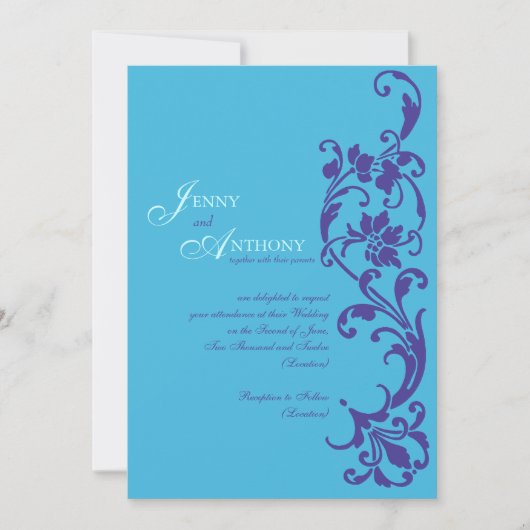 空とヴィンテージ紫におけるDIYエレガントシンプルさ 招待状 (正面)
